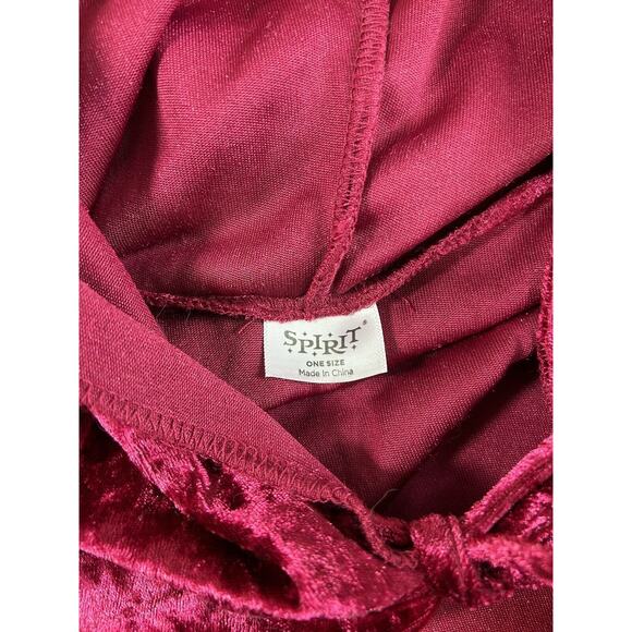 Spirit Burgundy Red Crushed Velvet Hooded Cape Adult ONE SIZE Cosplay Costume - Picture 4 of 9